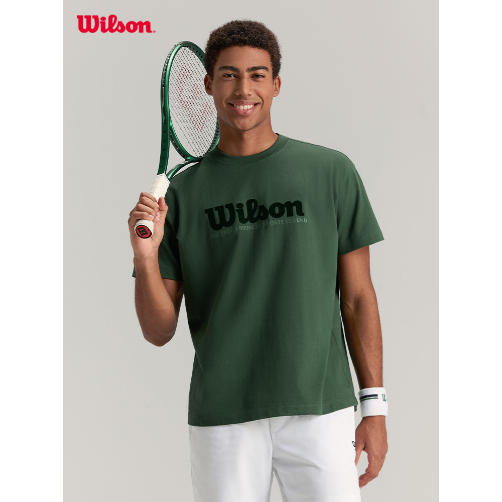 Wilson Wilson Mens loose tennis sport simple logo พิมพ์เสื้อยืดแขนสั้น