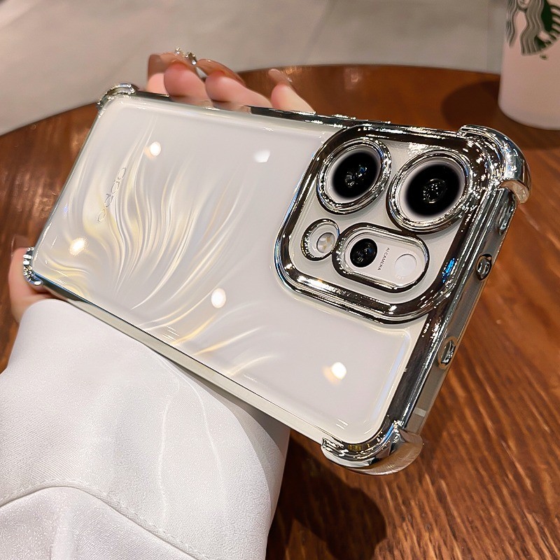 OPPO Reno 14F 13F 12F 11F 5G Reno 14 13 12 11 10 Pro ชุบโปร่งใสเคสโทรศัพท์ป้องกันกล้องกันกระแทกฝาครอบซิลิโคนอ่อนนุ่ม