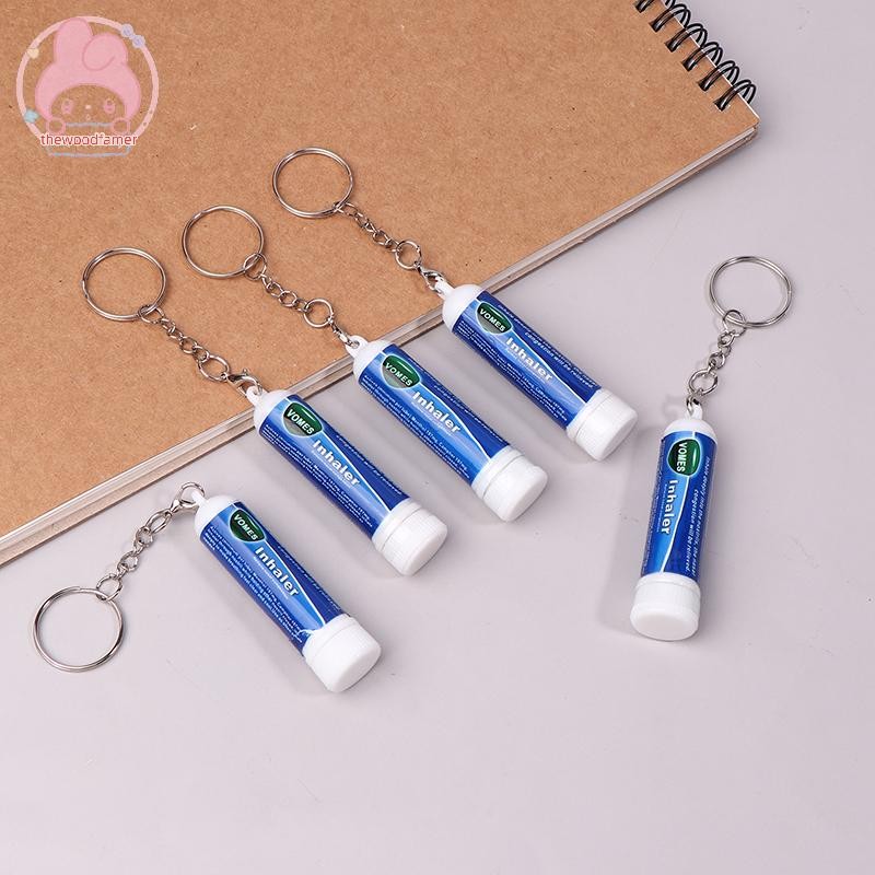 Thewoodfamer 5 ชิ้นจมูก Stick พวงกุญแจ Boosts Focus Inhaler หลอด Cooling Nasal Inhaler Aromatherapy 