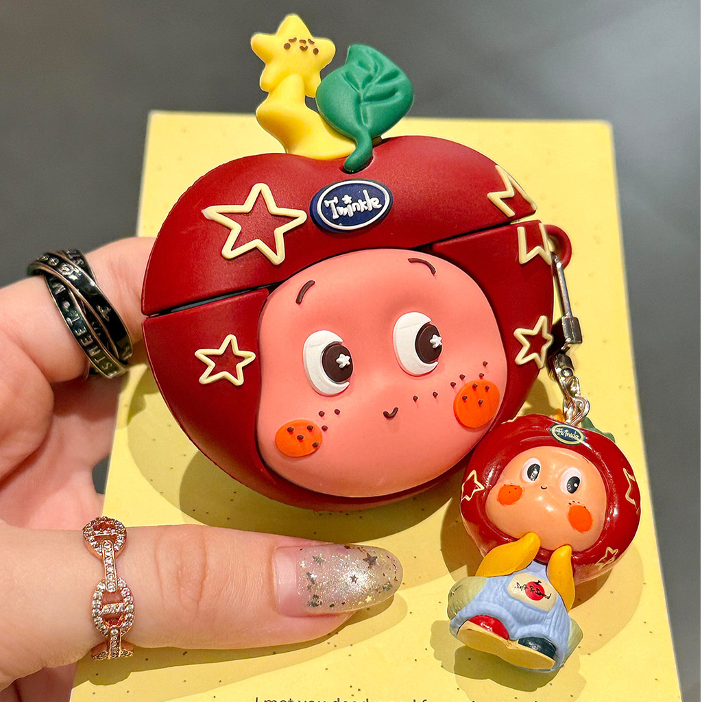 Pro3 2025 หมวกสีแดงน่ารัก star คนสําหรับ AirPods4 เคสหูฟัง AirPodsPro2 ซิลิโคนอ่อนนุ่ม Freebuds Se2 se3 เคสป้องกัน Freeclip 5i6i pro4 เคสรุ่น Pro2 ป้องกันการตก