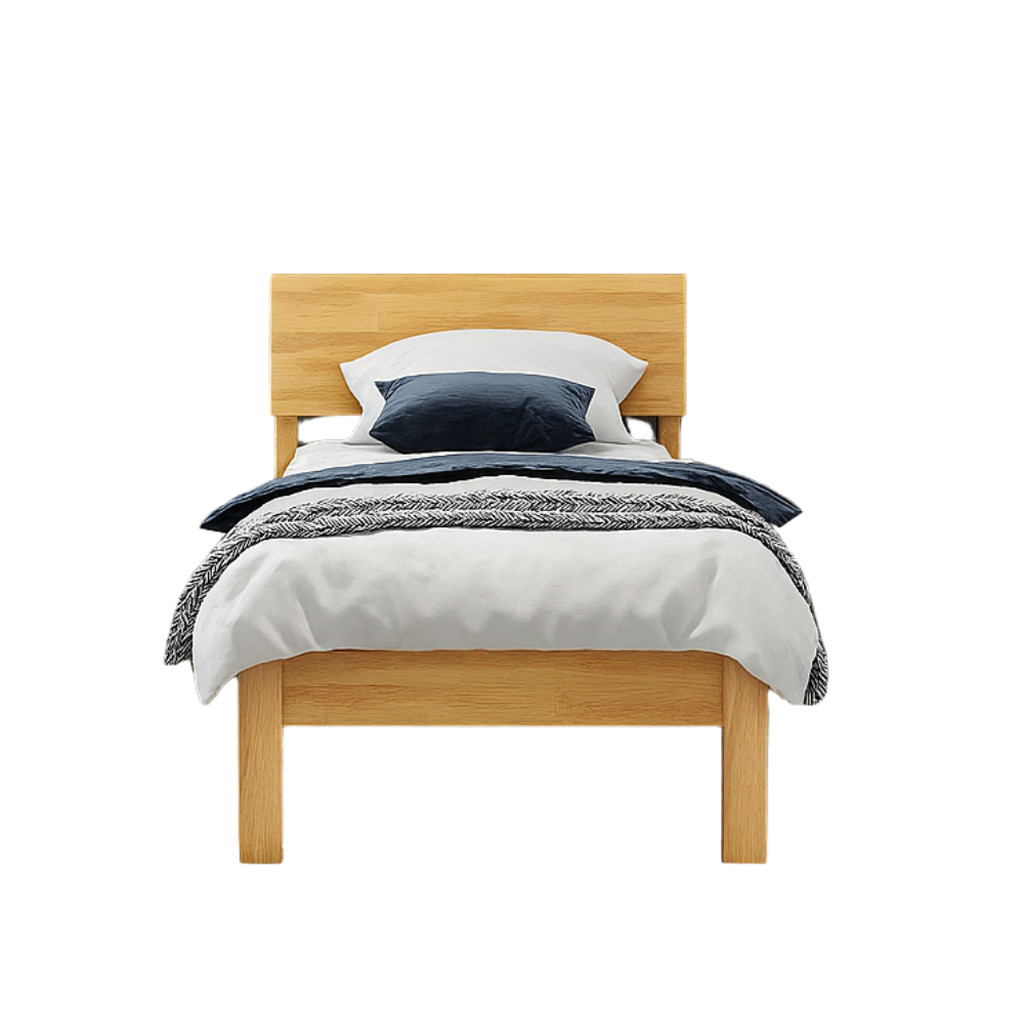 Evergreen Furniture เตียงนอนไม้ยางพาราแท้ ขนาด 3.5 ฟุต เตียงไม้เนื้อแข็ง มั่งคงฐานเตียง+หัวเตียง B-1220-D