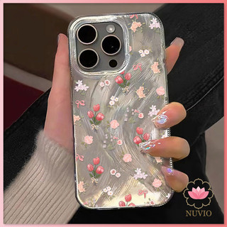 เคสไอโฟน 11 13 เคส ทิวลิป Case For iPhone 11 12 13 14 15 Pro X XR XS MAX 7 8 Plus SE เคสโทรศัพท์ เคสไอโฟนสวยๆ