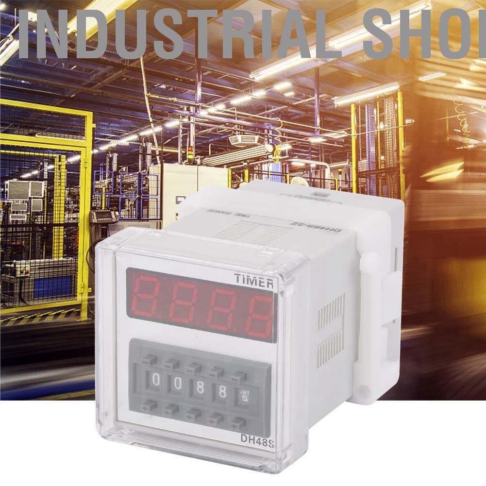 Industrial Shop Timer Time Switch Relay Delay Mini DH48S-2Z LCD หน้าจอ 0.01 วินาที -9999 ชั่วโมงสีขา
