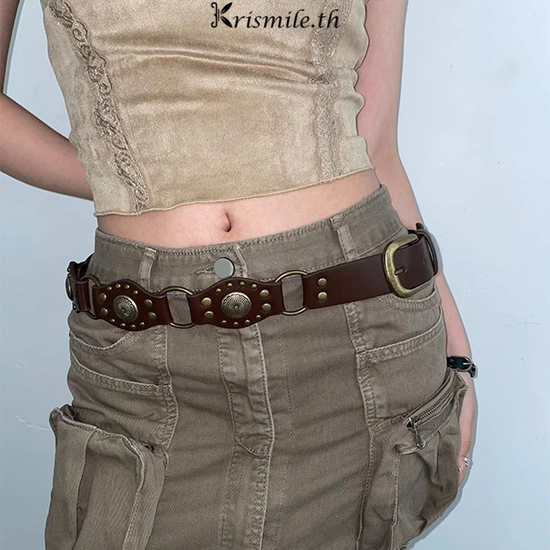 เข็มขัด Y2K หมุดย้ำสไตล์คาวบอยตะวันตก สำหรับผู้หญิง thumbnail 8