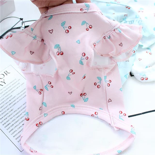 เสื้อยืดแขนบินสัตว์เลี้ยงอินเทรนด์สําหรับสุนัขแมว Shih Tzu Poodle Bichon ชุดฤดูร้อน