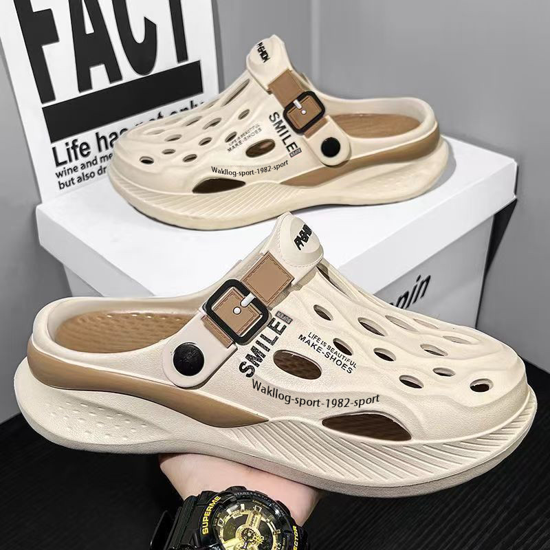 [คลังสินค้าพร้อม] 2025 Hole Shoes รองเท้าแตะผู้ชาย All-Match Baotou รองเท้าชายหาดกันลื่นสวมใส่ด้านนอก Dual-ใช้รองเท้าแตะผู้ชายน้ําหนักเบา ZSN