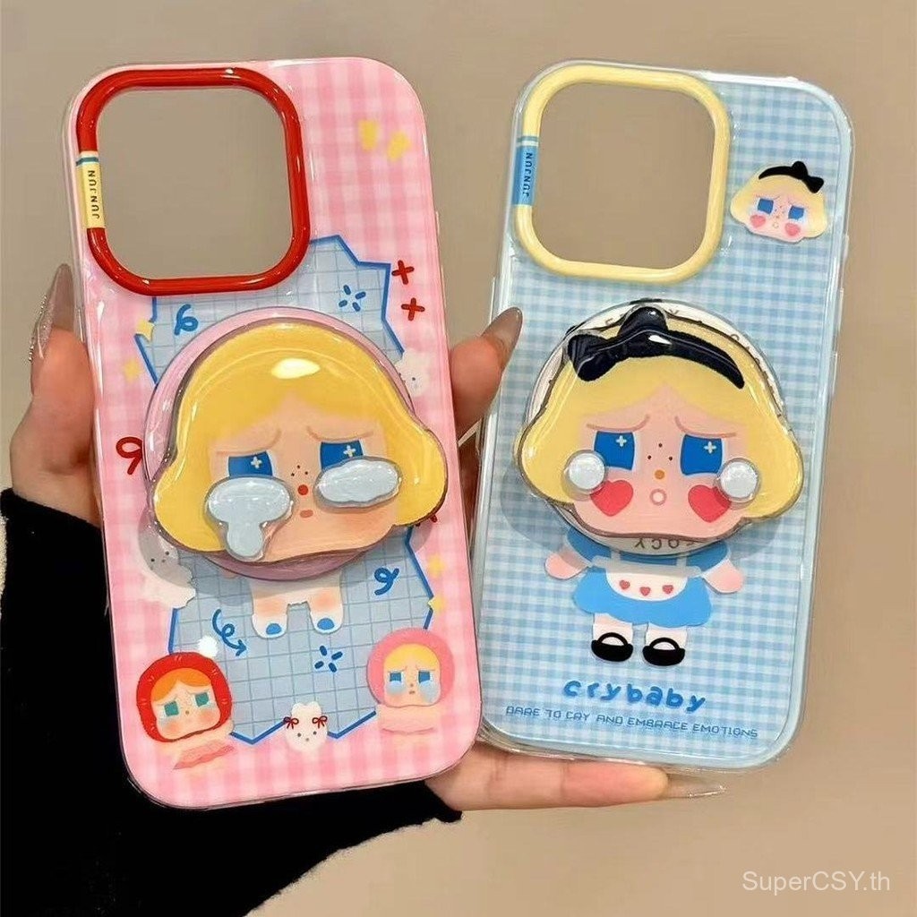 เคสโทรศัพท์ เหมาะสําหรับ iPhone 7 8 X XS XR XSMAX 11 12 13 14 15 16 Pro max Plus สีชมพูลายสก๊อตสีฟ้าร้องไห้เด็กวงเล็บแม่เหล็กรวมทุกอย่าง Soft Case Shock-proof เคสป้องกันเปลือก CFMM