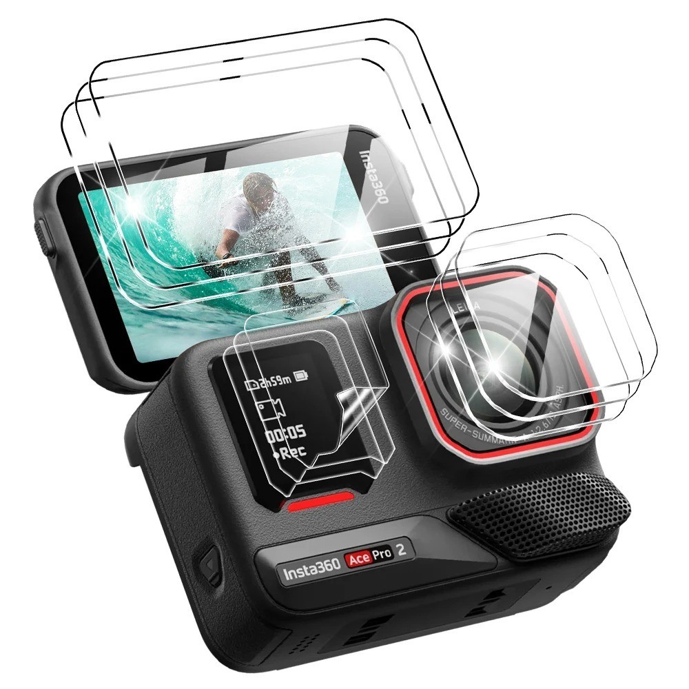 กระจกนิรภัยสําหรับ Insta360 Ace Pro 2 หน้าจอกล้องเลนส์ Protector ฟิล์มแก้วสําหรับ Insta 360 Ace Pro 