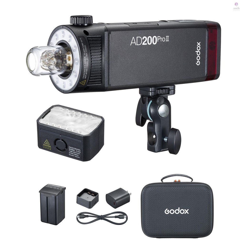 E*M Godox AD200Pro II พ็อกเก็ตแสงแฟลช 200W 2.4G Wireless Speedlite TTL Auto-flash 1/8000s HSS 0.01-1