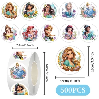 สติกเกอร์ม้วนเจ้าหญิงเทพนิยาย 500 ชิ้น/ม้วน-การออกแบบเอลซ่ามีสไตล์สําหรับเด็กที่ชวนให้นึกผิดน่ารักแท็กและตกแต่ง