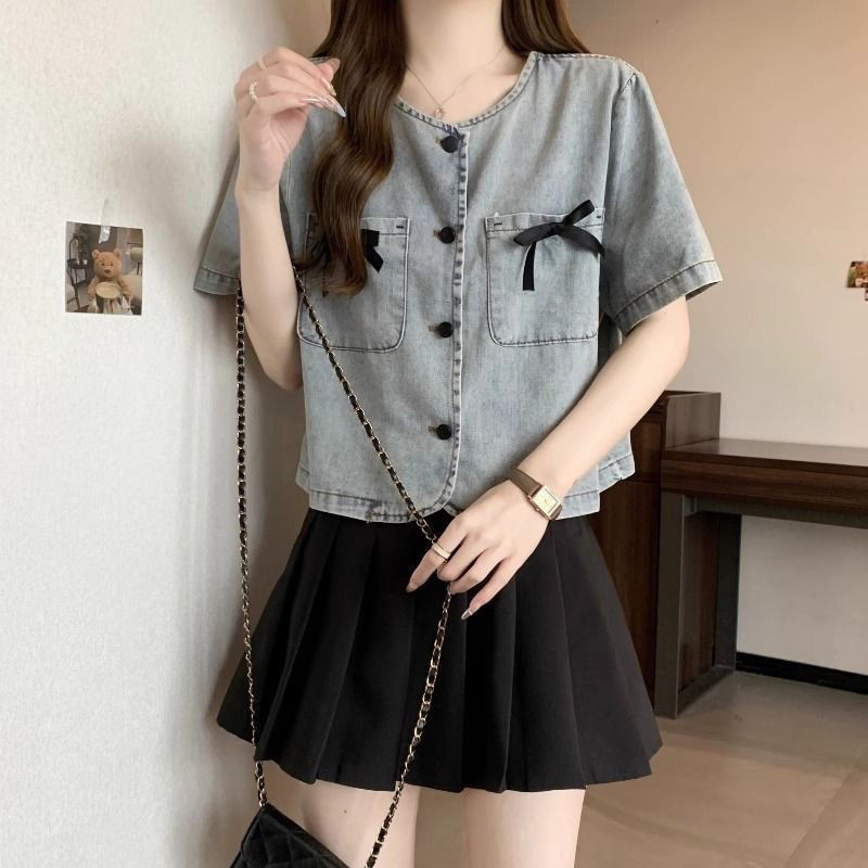 ส่งไวจากไทย⭐Summer⭐S-2XL  เสื้อแขนสั้นบางเบา เสื้อแขนสั้นบวกขนาดเกาหลีฤดูร้อนสุภาพสตรี เสื้อยืดแขนสั้นบวกขนาดพอดีหลวม