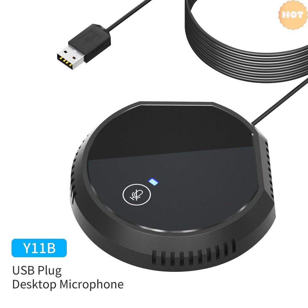[2025 ใหม่] ไมโครโฟนประชุม USB ตั้งโต๊ะ 360° คอนเดนเซอร์รอบทิศทาง Plug & Play PC คอมพิวเตอร์ไมโครโฟนปุ่ม Touch-Sensor ฟังก์ชั่นปิดเสียงเข้ากันได้กับ Windows Mac สําหรับ PC Lapt