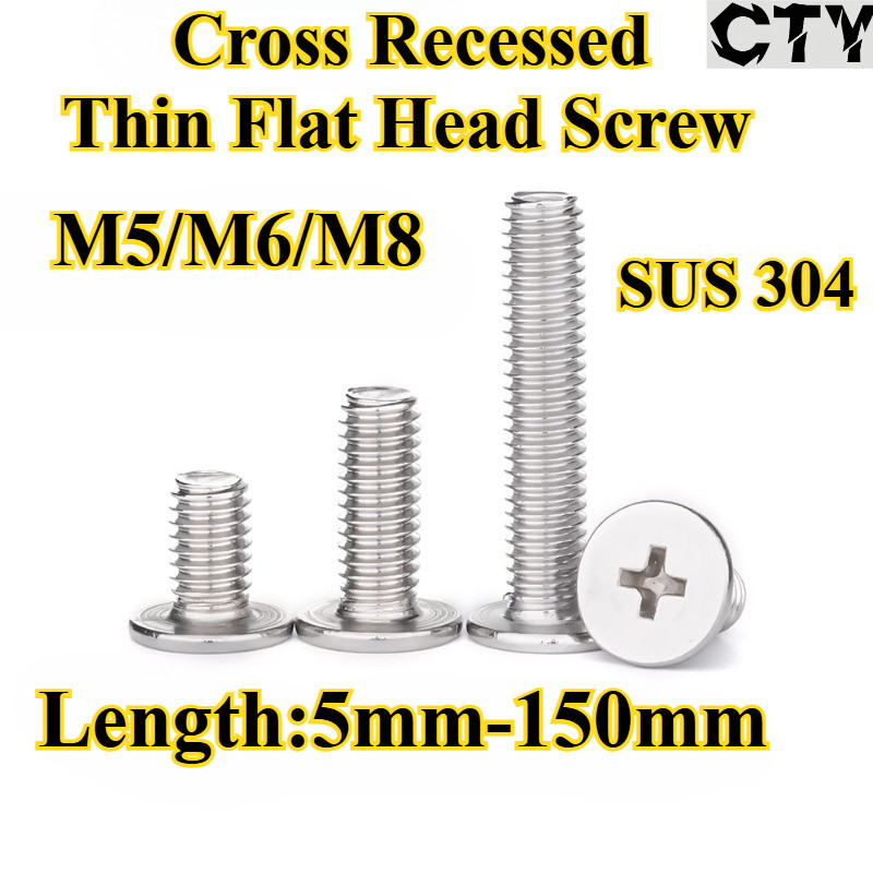 [CTY-SZBT] 304 Stainless Steel, Phillips Thin Flat Head Screw M5/M6/M8 Cross Flat Head Bolt, Thin He