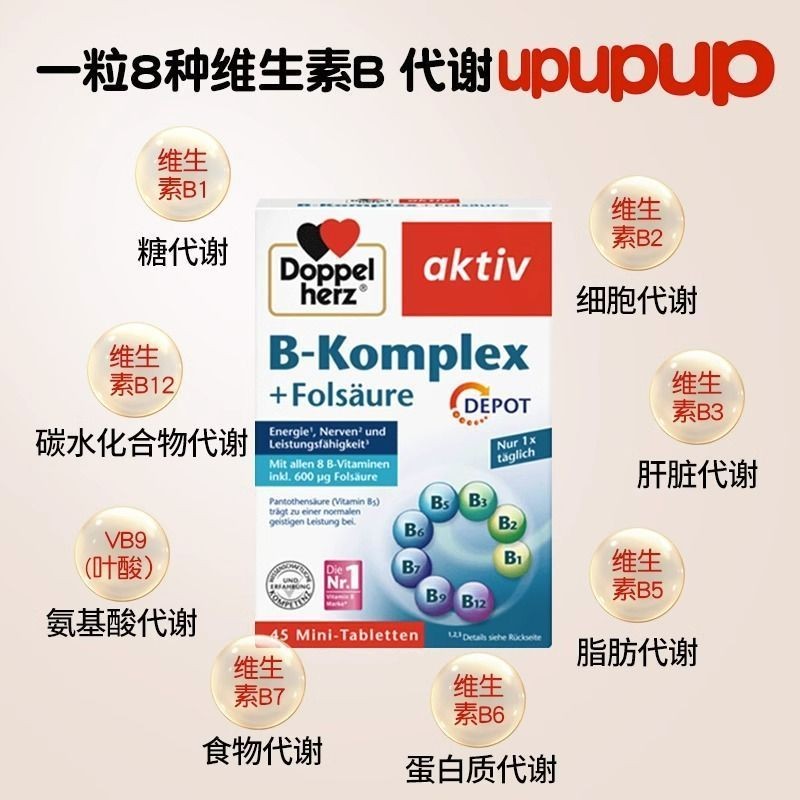 นําเข้าหัวใจคู่วิตามิน B-group ยั่งยืนปล่อยเม็ดอยู่ดึกเพื่อทํางานล่วงเวลา t德德 进口双心复维合生素B2b5b6-3 1