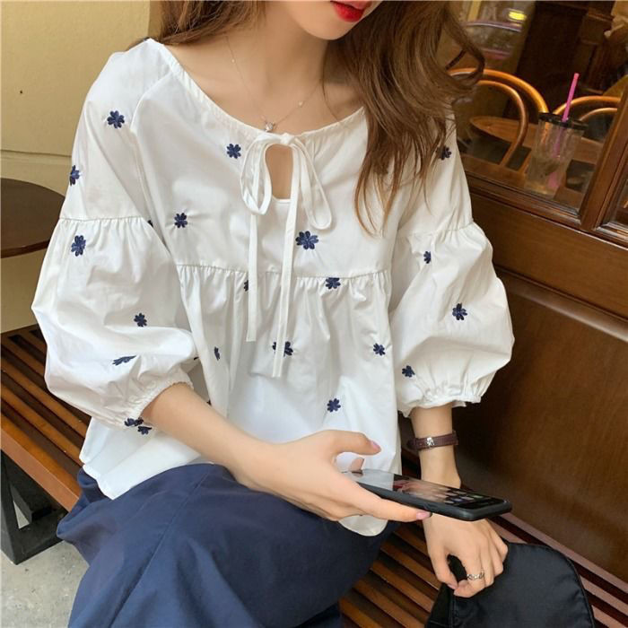 ส่งไวจากไทย Summer S-XL แขนสั้นด้านบนสีทึบหลวมเสื้อผู้หญิงด้านบนผ้าฝ้ายบวกขนาดเกาหลีฤดูร้อนสุภาพสตรี