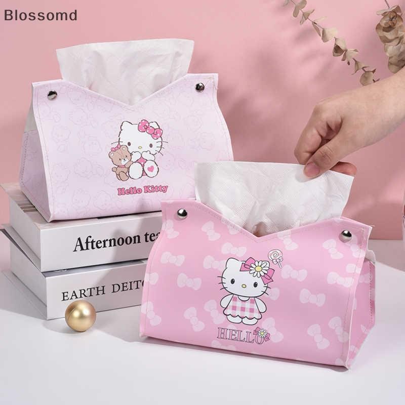 Blossomd Sanrio Hello Kitty กล่องกระดาษทิชชูอะนิเมะห้องนั่งเล่นห้องรับประทานอาหารผู้ถือผ้าเช็ดปากเดสก์ท็อปตกแต่งกล่องเก็บความจุขนาดใหญ่ของขวัญใหม่