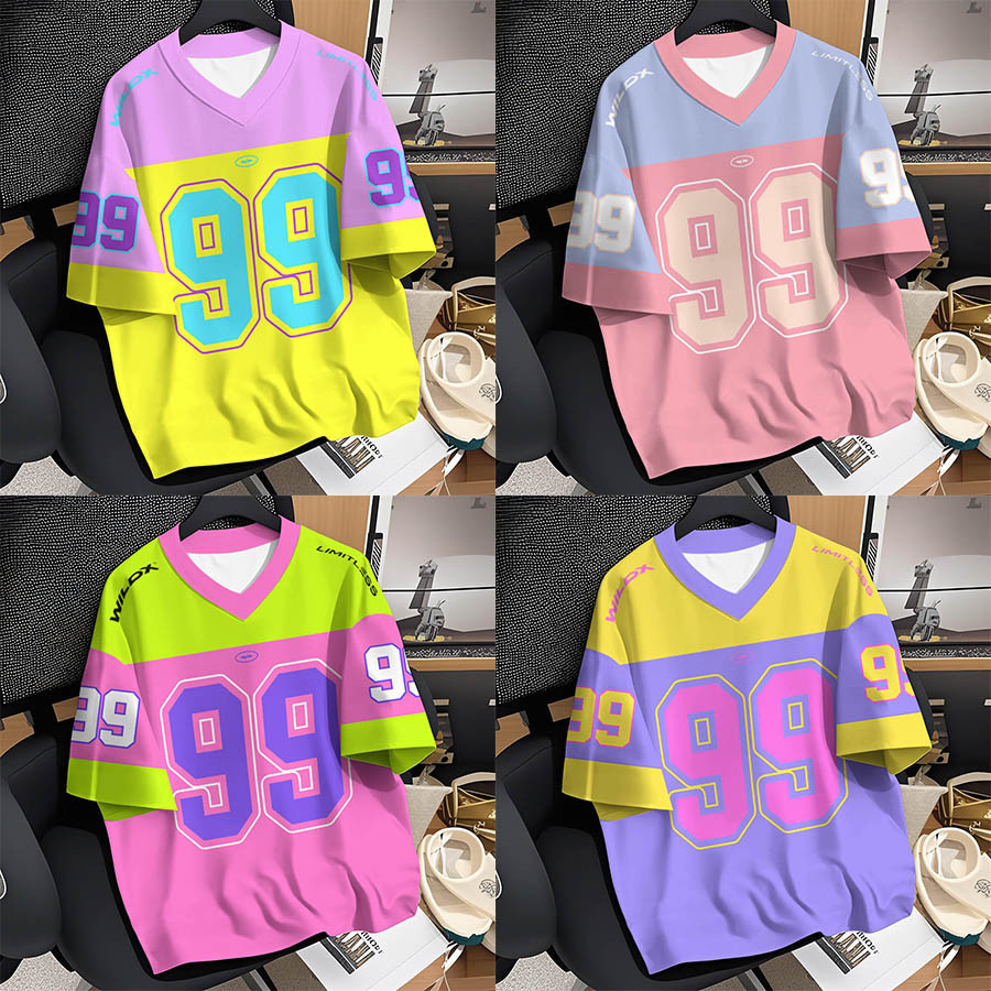 เสื้อกีฬา_unisex_คอวี พิมพ์ลาย dragon 3D แห้งเร็ว ไซส์ใหญ่สำหรับทุกคน