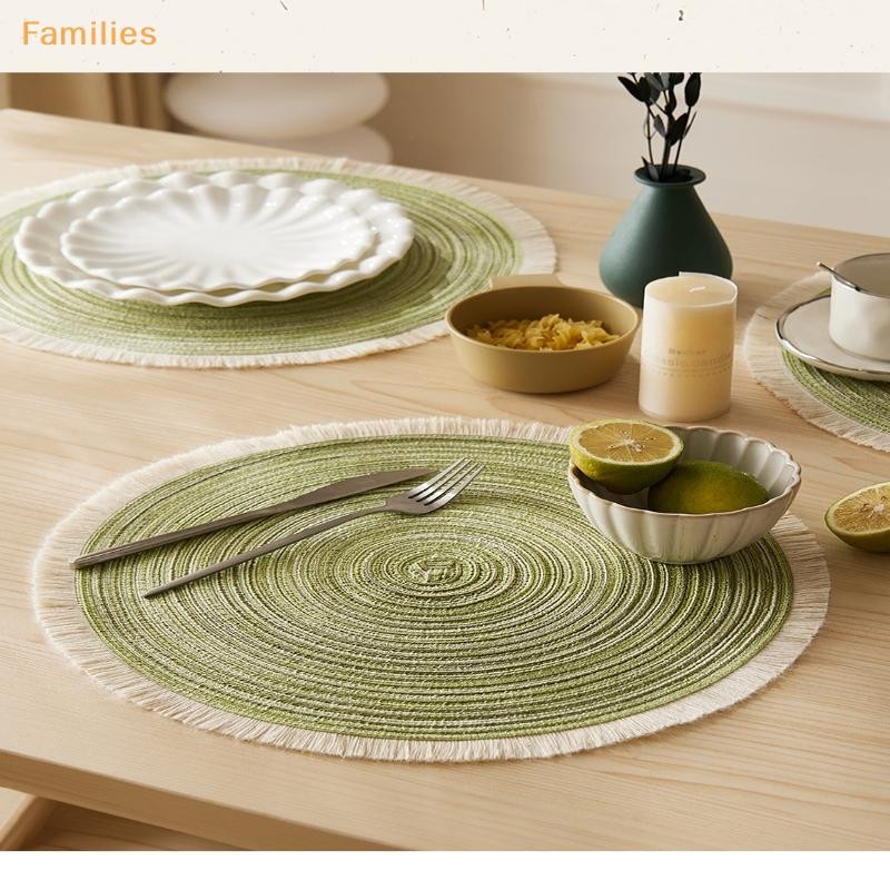 Families> 4 ชิ้น/เซ็ต Braided PlacematWashable PP ทนความร้อนตาราง Place Mat สําหรับห้องครัว Xmas โต๊