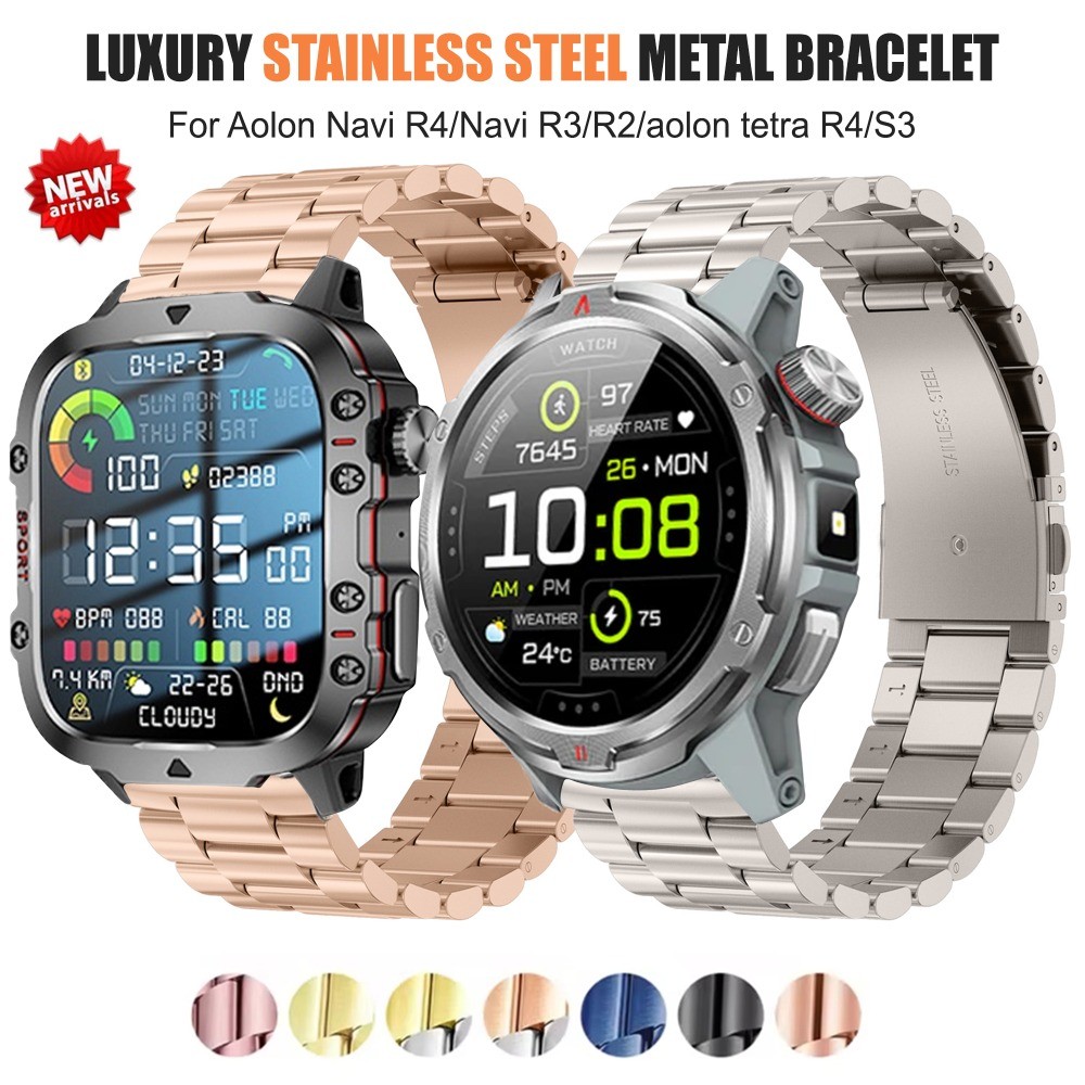 22 มม.20 มม.สแตนเลสสตีลสําหรับ alolon tetra R4/S3/S2 Man สร้อยข้อมือโลหะสําหรับ aloon Navi R4/Navi R