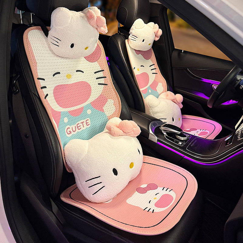 Car Seat Cushion Four Seasons Universal Ventilation Breathable Cartoon Seat Cover Cute Hello Kitty Interior Decoration nyNV