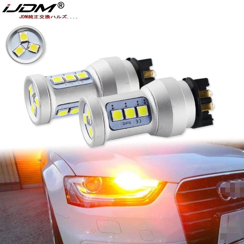 IJDM PW24W LED Amber สีเหลืองข้อผิดพลาดฟรี PWY24W หลอดไฟ LED สําหรับ Audi A3 A4 A5 Q3 VW MK7 Golf CC