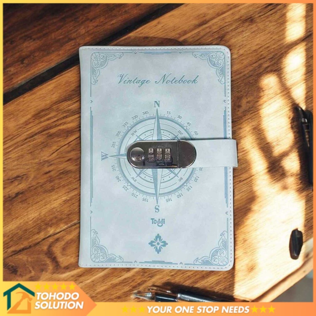 Toddi Leather Diary Journal Book 200 Grid A5 มีตัวล็อค - TD22