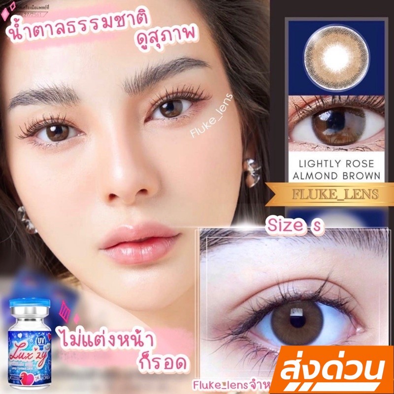 💧คอนแทคเลนส์💧Mini Lightly Rose almond ของแท้✅ ใส่สบายตา Luxzylens คอนแทคเลนส์เกาหลี