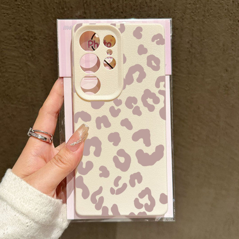 SAMSUNG เคสโทรศัพท์สําหรับSamsung S25 S24 S23 S22 S21 Plus Ultra S23 S24 S25 FEสีชมพูเสือดาวพิมพ์ออกแบบพิมพ์ฝาครอบ