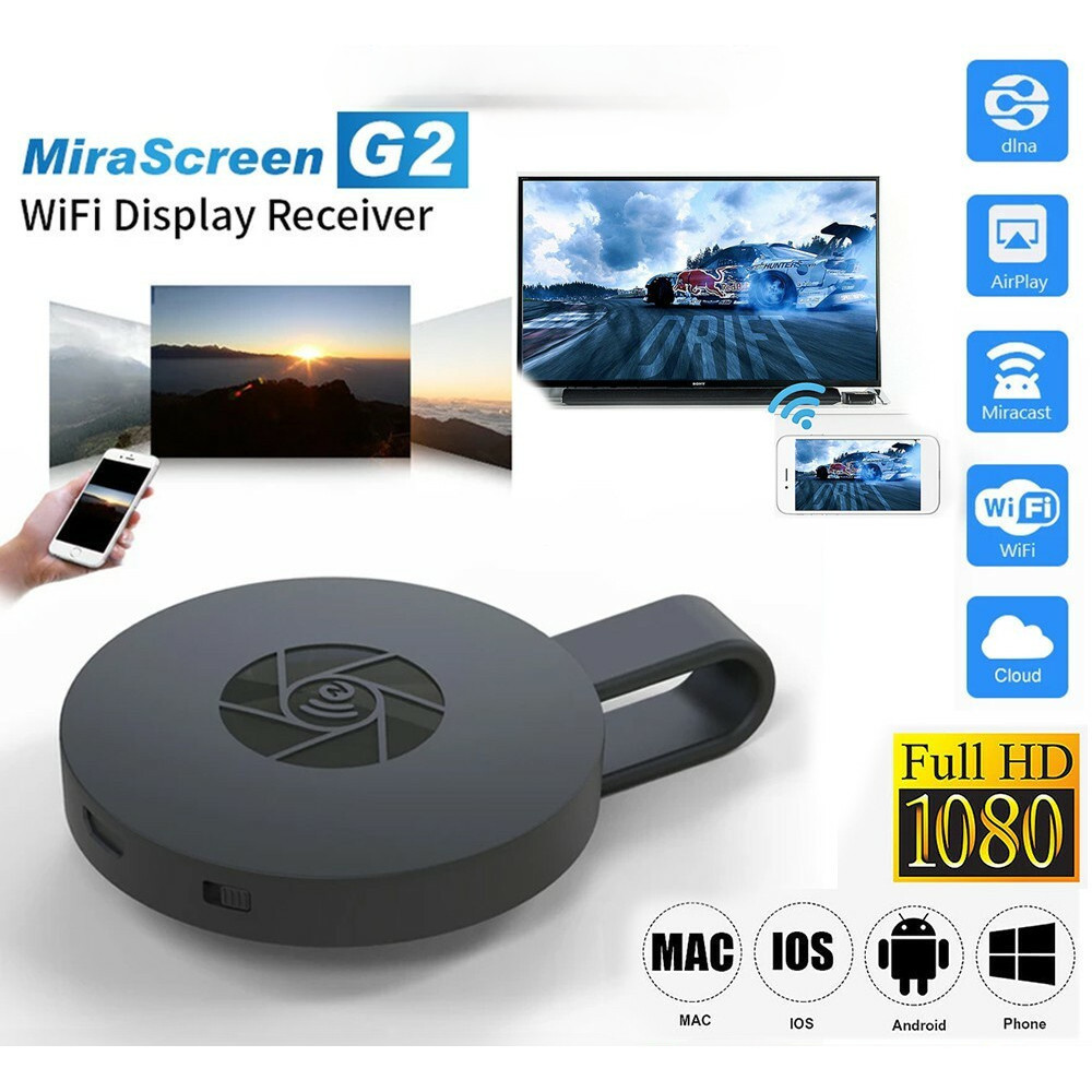 คุณภาพสูง Chromecast G2 ทีวีสตรีมมิ่ง HD 4K 1080P Mirascreen ไร้สาย Miracast Google HDMI Dongle อะแด