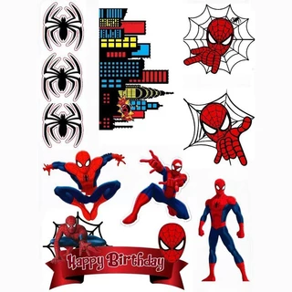 Spider Man Spider themed กระดาษตกแต่งเค้กขนมเด็กตกแต่งโต๊ะปลั๊กอิน