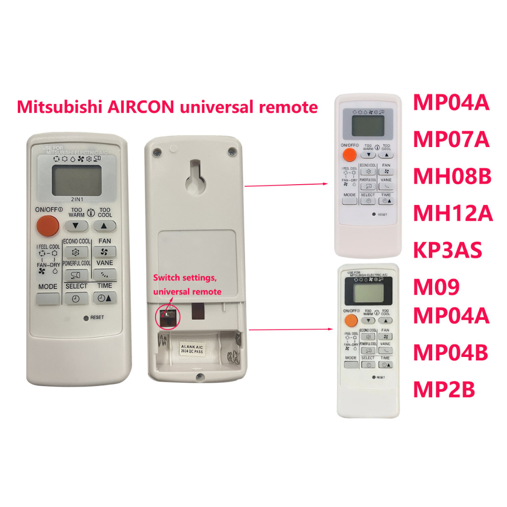 Universal Remote Mitsubishi Remote Air Remote สําหรับ MP04A MP07A MH08B MH12A KP3AS M09 MP04A MP04B 