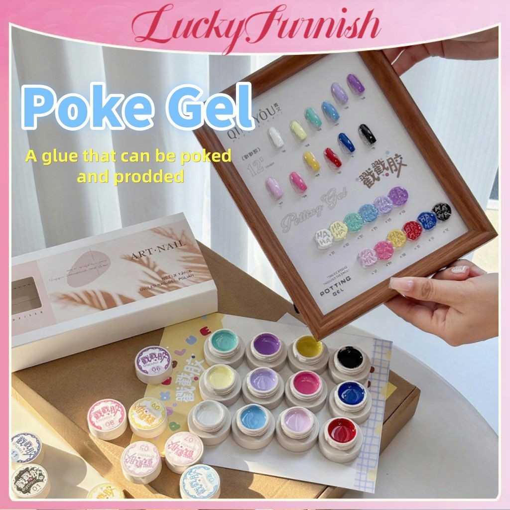 COD 12 สี/ชุด เจลโปเกสีสันสดใส น้ำยาทาเล็บแบบล้างออกได้ Qingyou ผลิตภัณฑ์ใหม่ เพ้นท์เล็บ รู/คลื่น/ลู