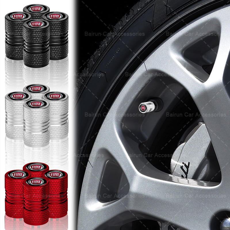 4pcs อลูมิเนียมโลโก้รถยาง Rust-proof หมวกคู่เกลียวล้อรถ Tyre สําหรับ Fiat Panda Bravo Punto Croma 50