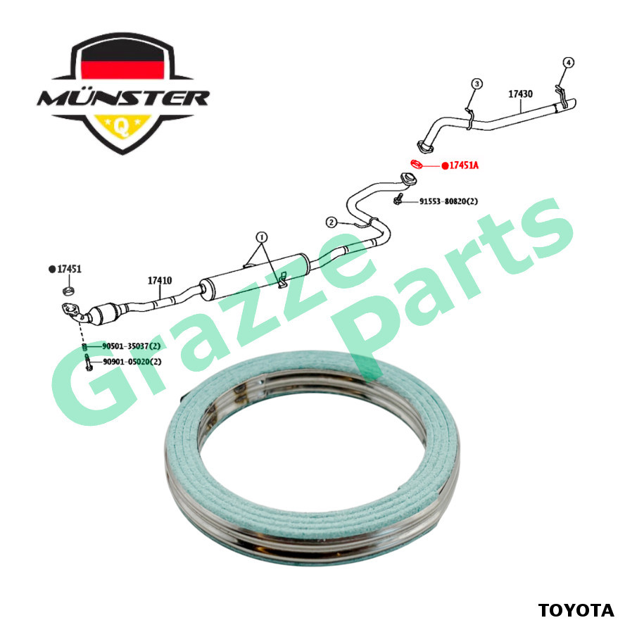 (1 ชิ้น) Münster ท่อไอเสียท่อไอเสียปะเก็น 90917-06039 Toyota Avanza 1.5 F653 F654 Sienta 1.5 NSP170 