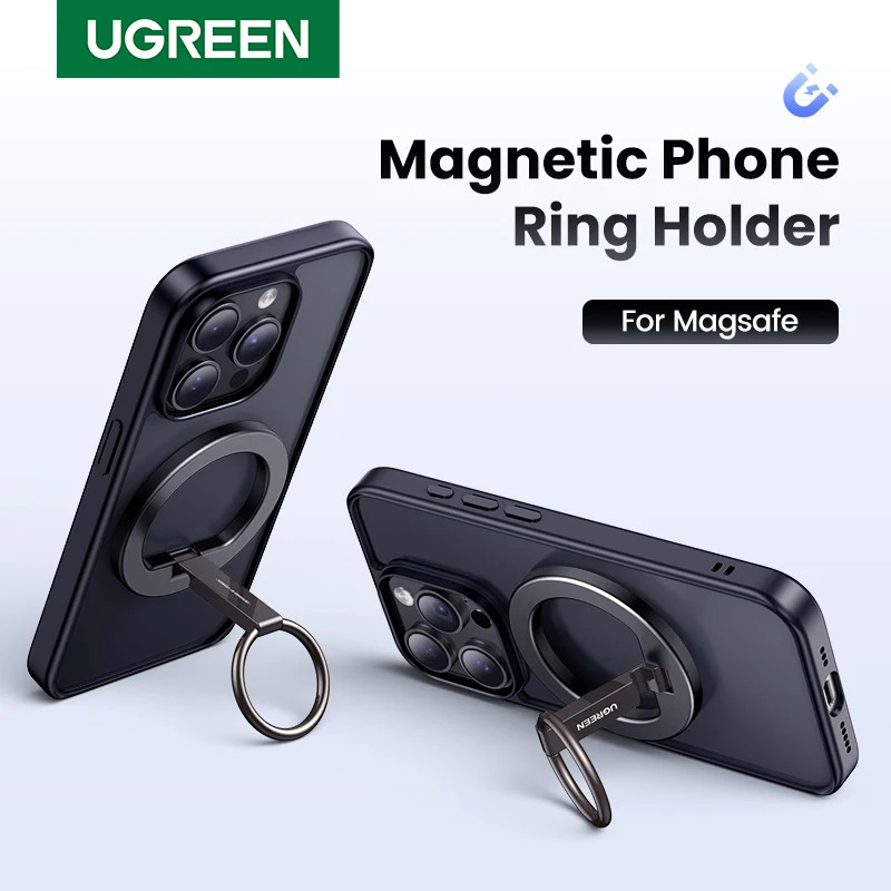 UGREEN ที่วางแหวนโทรศัพท์แบบแม่เหล็ก อลูมิเนียม 360° ขาตั้งโทรศัพท์มือถือแบบหมุนได้สําหรับโทรศัพท์แม่เหล็ก Iphone