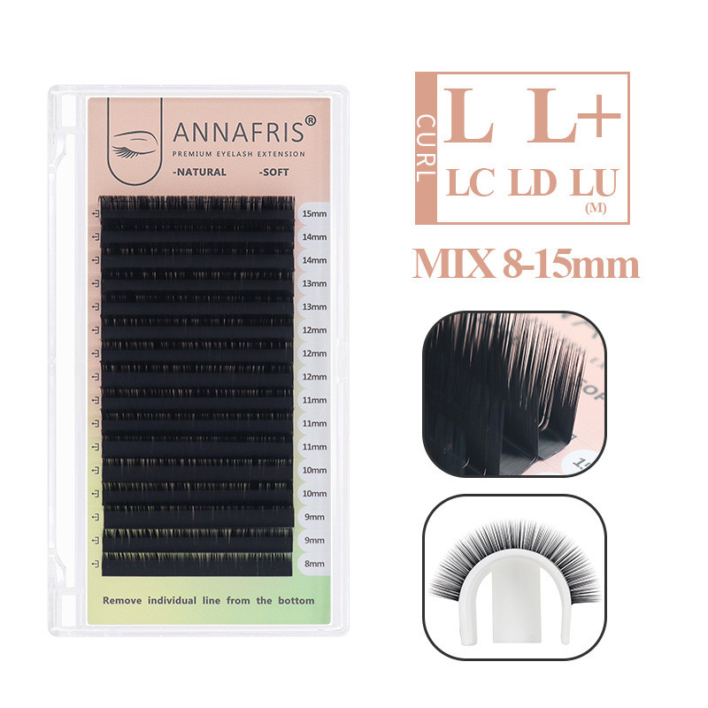 ขนตาต่อกิ่งหนาธรรมชาติ 600 เส้น แบบผสม Matte Dense L/LC/LD/LU+