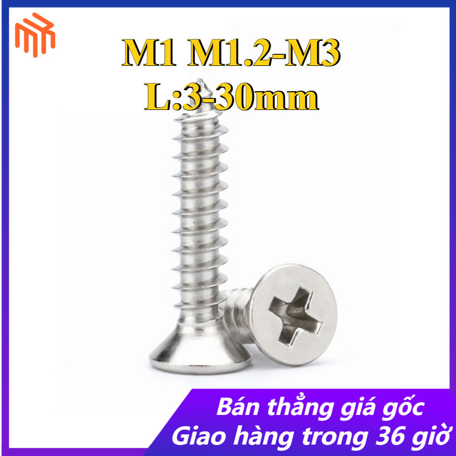 ((Nickel-Plated) KA Phillips Countersunk Self-Tapping Screw สกรูแหลมแบน Self-Tpping Screw M1/M1.2/M1
