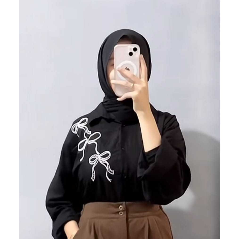 Tq88indonesia เสื้อเชิ้ตแขนยาวอินเทรนด์ / LINDA EMBROIDERED BLOUSE Contemporary