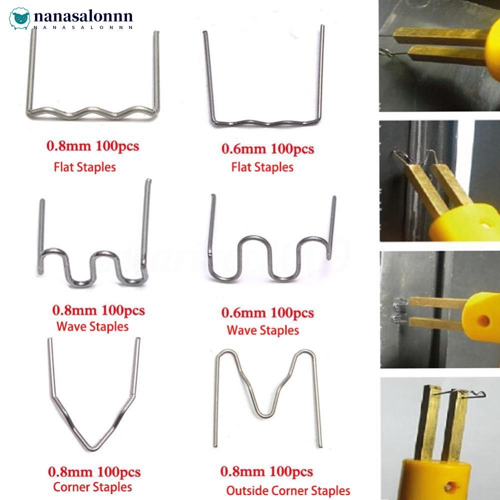NANASALONNN 100 ชิ้น Hot Stapler Staples สําหรับเครื่องเชื่อมพลาสติกเครื่องมือรถเสียหายกันชนชุดซ่อม 
