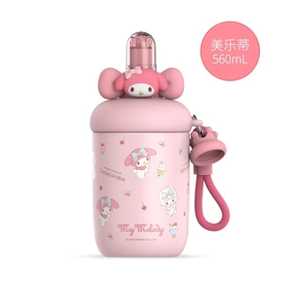 Sanrio Ice King Cup Crayon Shin Chan ถ้วยฉนวนสแตนเลสความจุขนาดใหญ่ถ้วยน้ํานักเรียนถ้วยน้ําฟางระบายความร้อน