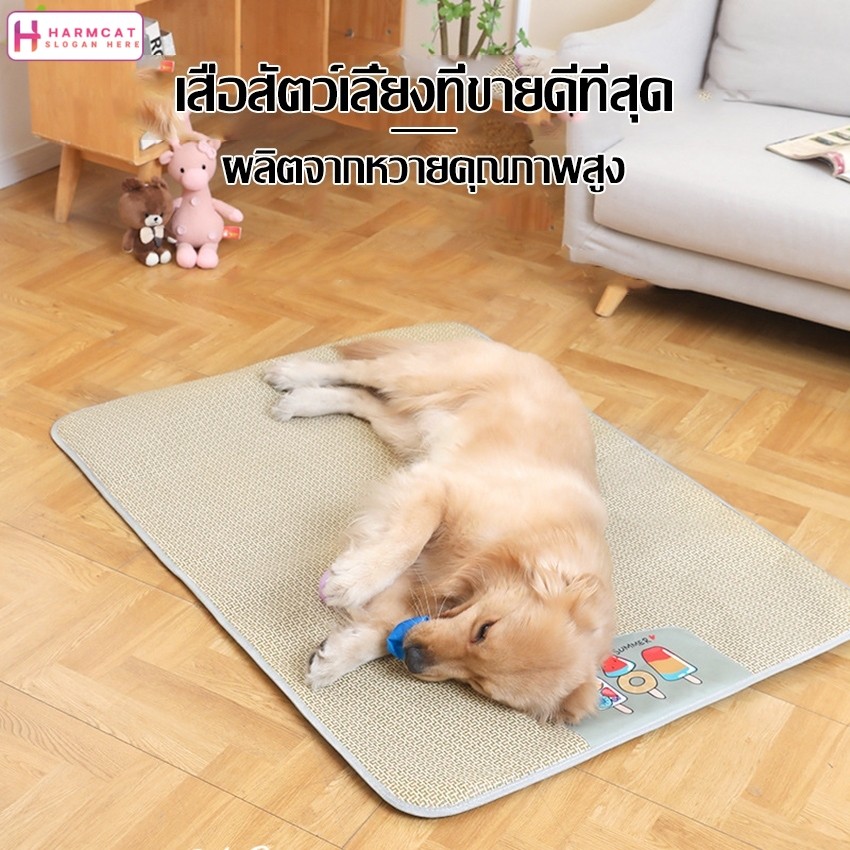 Harmcat ที่นอนสัตว์เลี้ยง แบบเย็น เสื่อหวายระบายอากาศ เสื่อนอน ที่นอนหวาย นุ่ม นอนสบาย ไม่ระคายเคืองผิว