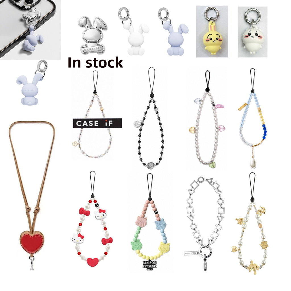 CASETiFYCharm พวงกุญแจ - Bunny Maison Kitsuné chikawaAll สไตล์โทรศัพท์จี้ Charm Cross body สายรัดข้อมือสําหรับ iPhone 16 Pro MAX Samsung S25 สร้อยข้อมือ Lanyard สายคล้องมือฝาครอบ