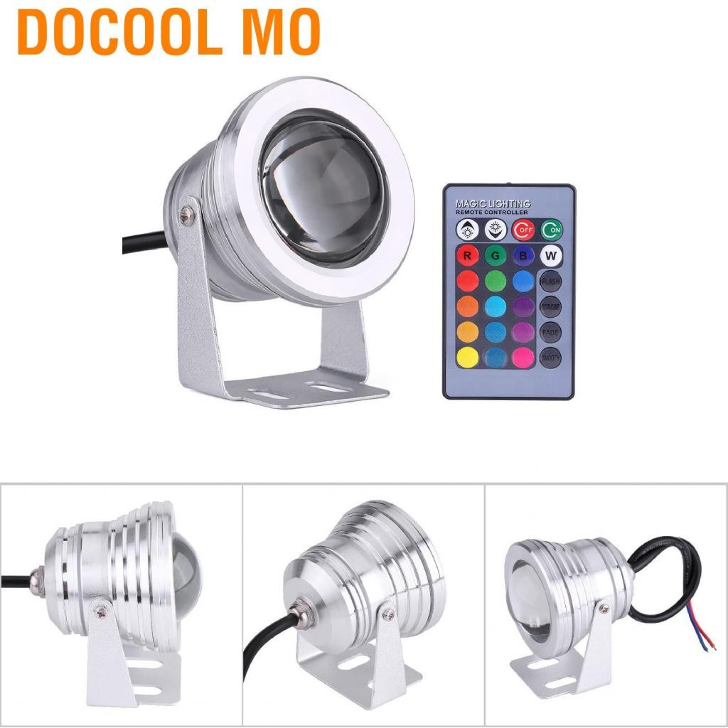 Docool Mo MXZZAND 10W 12V เรือทะเลเรือยอชท์ควบคุมระยะไกล LED สปอตไลท์สีสันสดใส RGB บรรยากาศแสง (สีเง