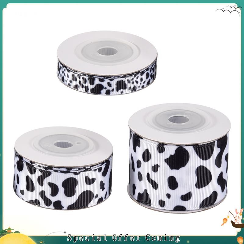 stsjhtdss2.th3 ชิ้นสีขาวสีดําวัวพิมพ์สายขอบริบบิ้นหัตถกรรมริบบิ้นห่อของขวัญริบบิ้นพิมพ์สัตว์ริบบิ้นส