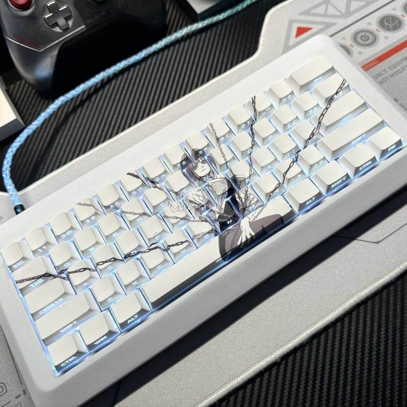 Pure White Lock Chain Key Cap Machima Side Engraved Transparent PBT Adapted to Magnetic Axis Keyboar