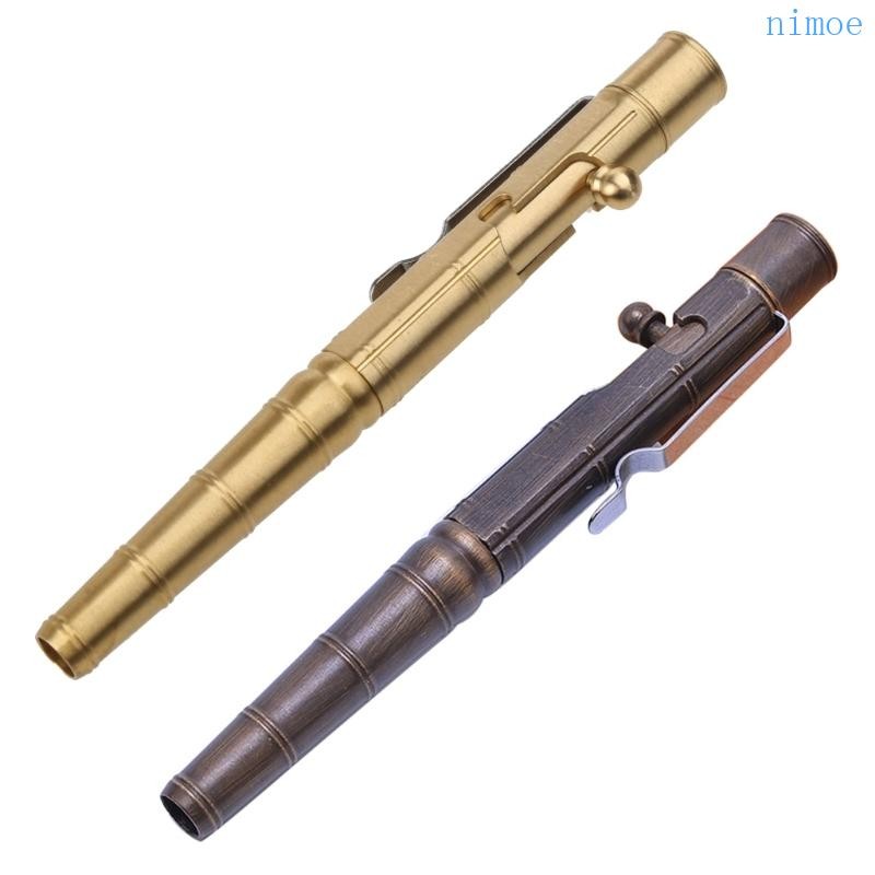 Nio Handmade ทองเหลืองเจลปากกา Retro EDC ปากกาเรียบเขียนเจลหมึกปากกาเมทัลลิก
