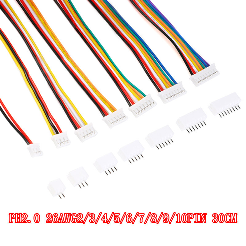 10Sets Micro Mini JST 2.0 PH Connector Male Female 2/3/4/5/6/7/8/9/10-Pin Plug With Wires Cables Soc