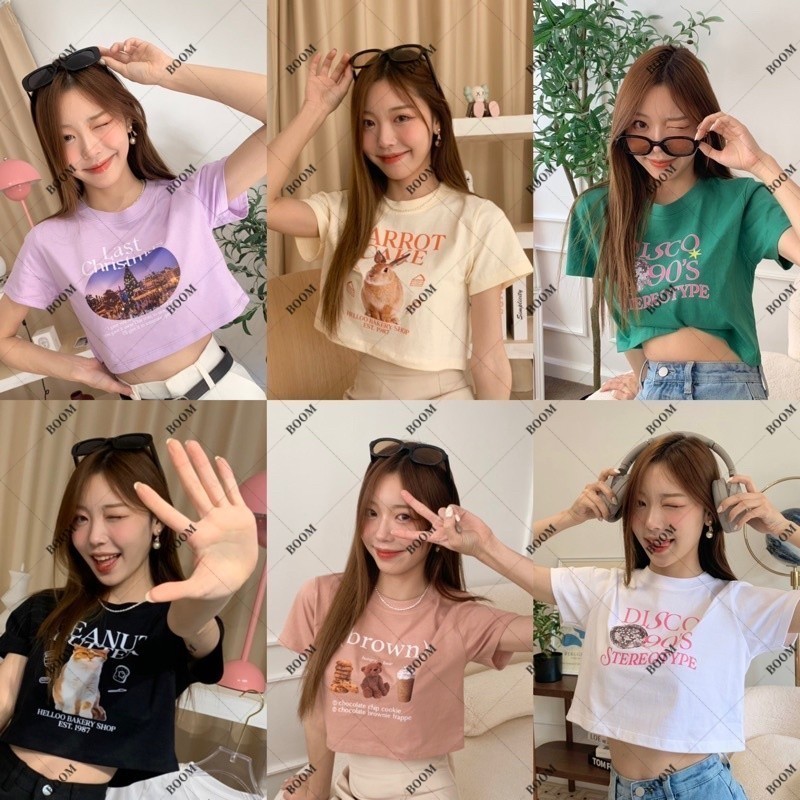 (ของพร้อมส่ง ส่งใน 24 ชั่วโมง) BABYTEE🐋 เสื้อยืดทรง crop เนื้อผ้า cotton100% สกรีนพรีเมี่ยม 🐋 ( มีหลายลาย)