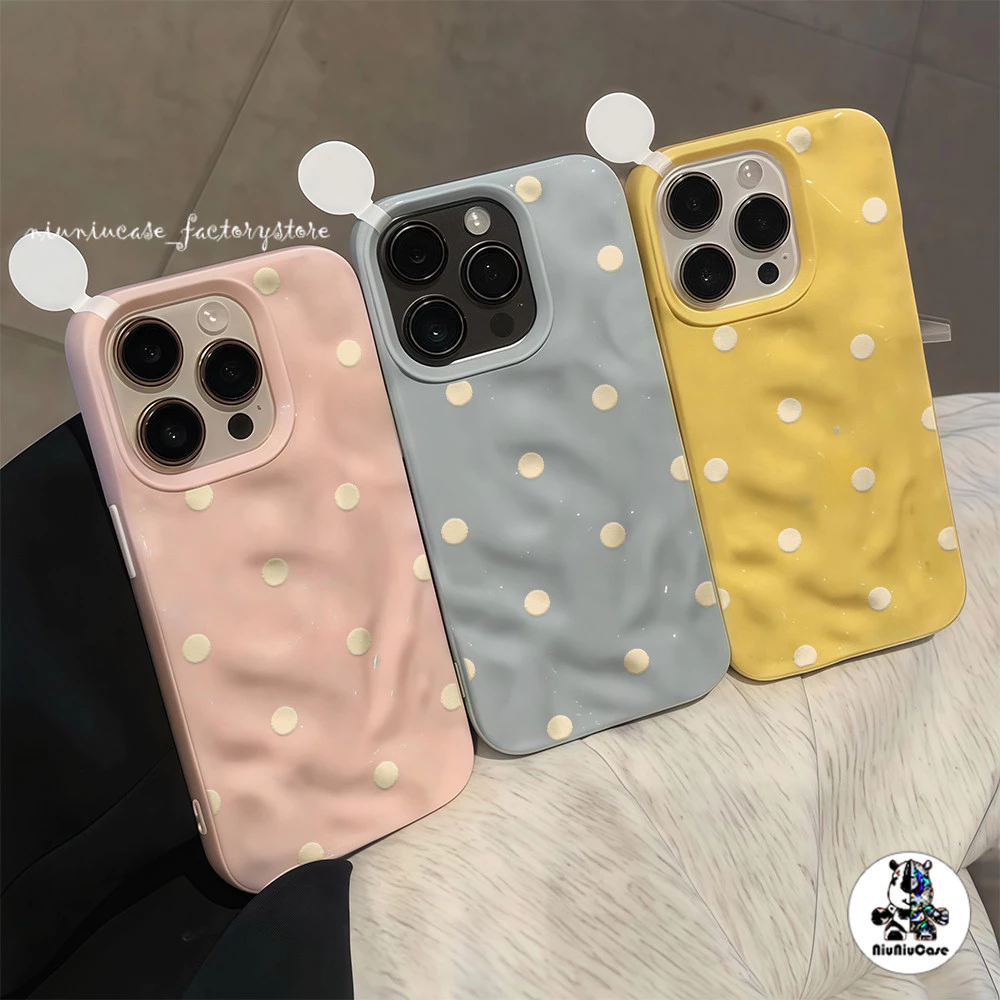For IPhone 16 15 14 13 12 11 Pro Max X XR XS Max 7 8 Plus Simple Polka Dots เคสโทรศัพท์การ์ตูน เคสไอโฟน13 Soft TPU Case thumbnail 7