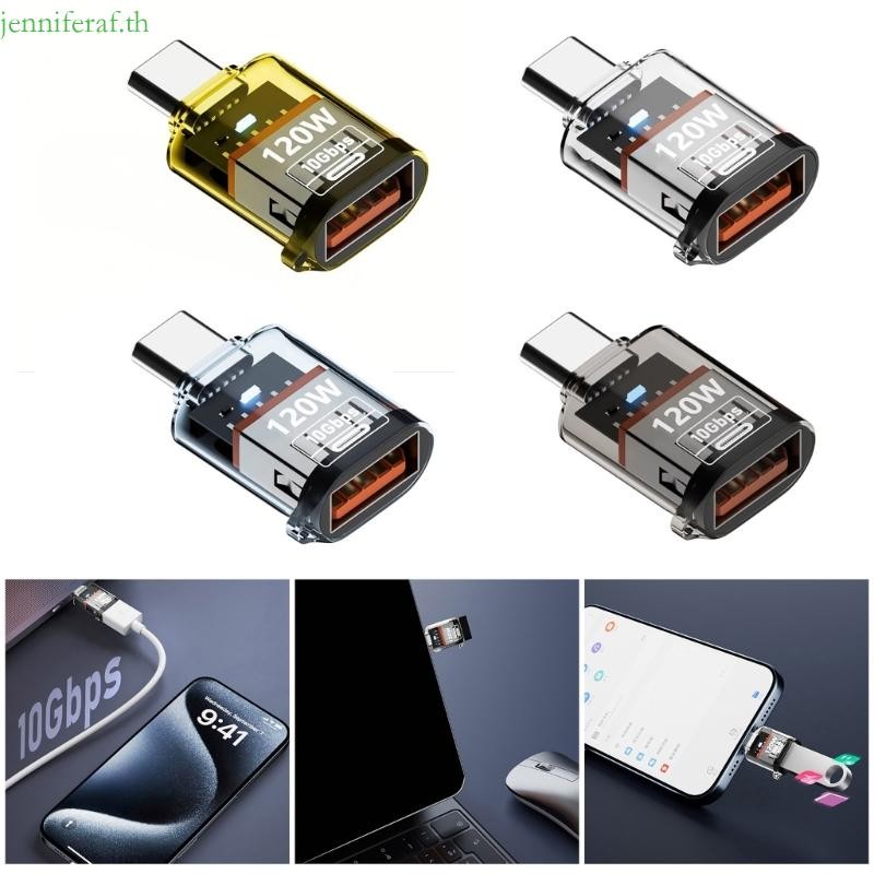 Jenniferf อะแดปเตอร์ USB C เป็น USB พร้อมอะแดปเตอร์ OTG ตัวบ่งชี้รองรับการถ่ายโอนข้อมูล 10Gbps